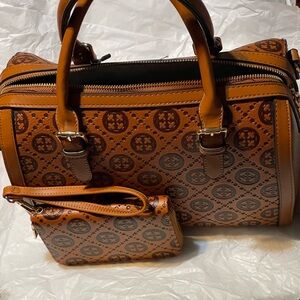 Brown Patterned Vegan Women's Bag With Wallet  NWT